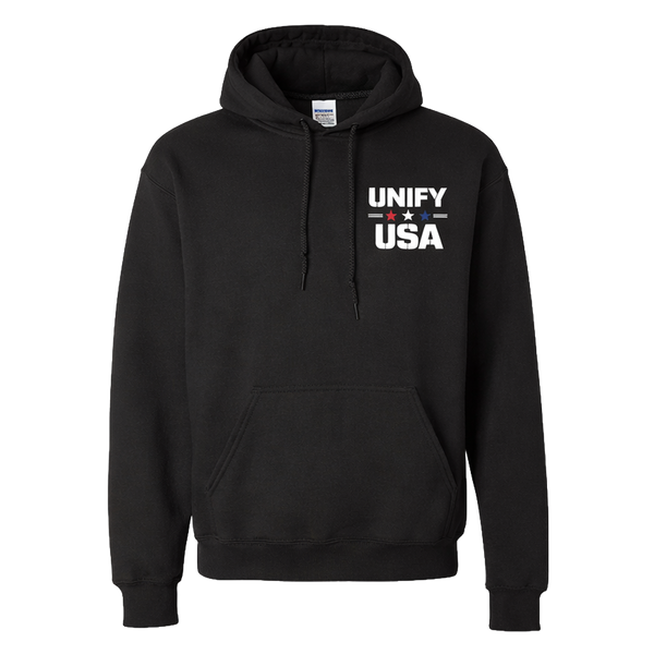 UNIFY USA patriotic hoodie - front view - American pride sweatshirt