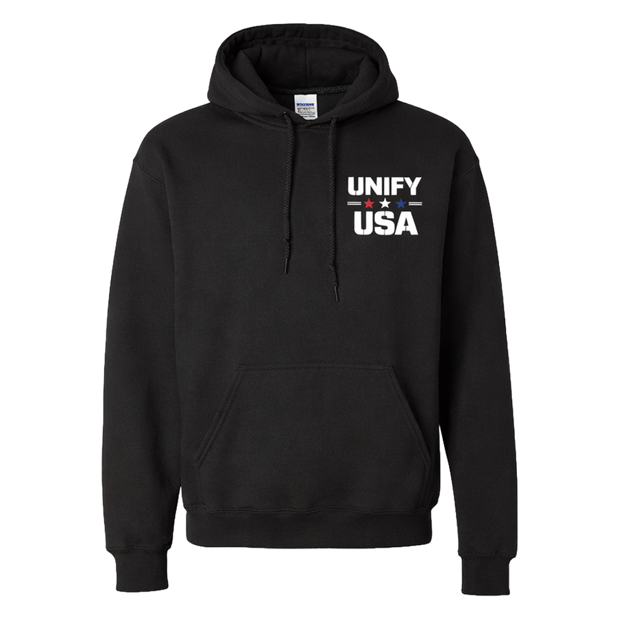 UNIFY USA patriotic hoodie - front view - American pride sweatshirt