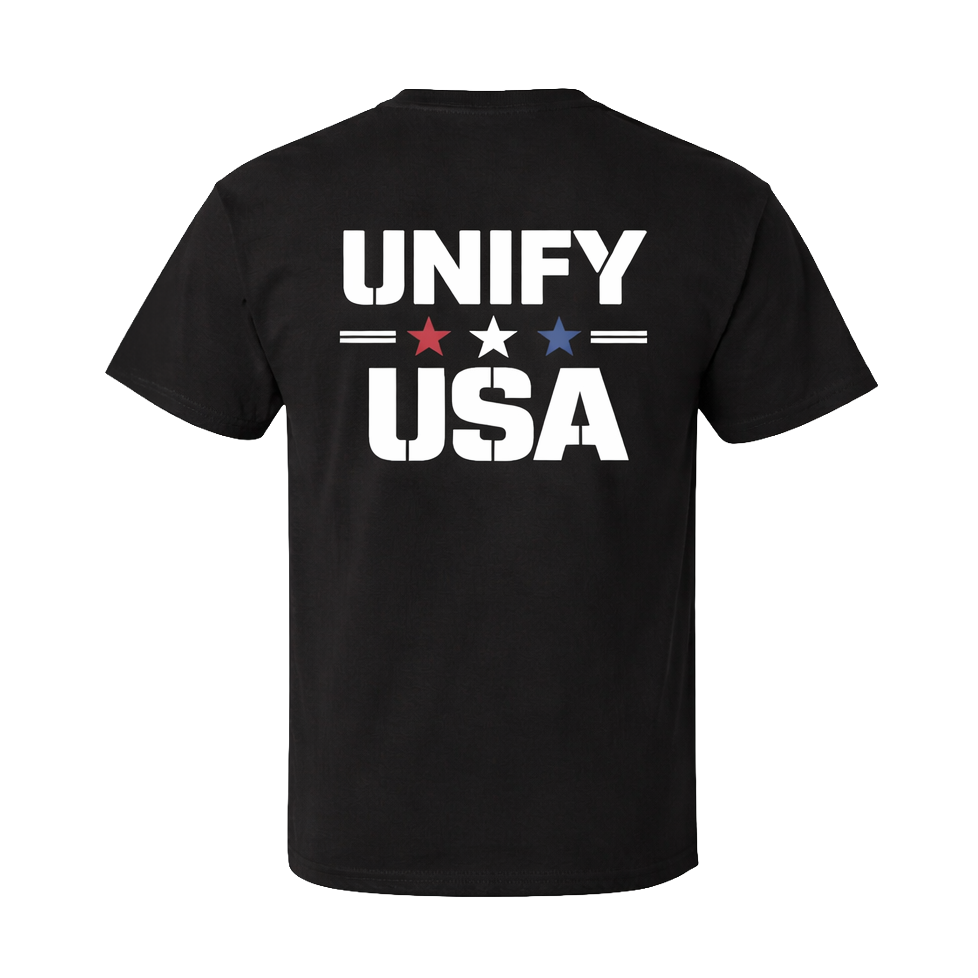 UNIFY USA t-shirt front view - unisex patriotic American graphic tee