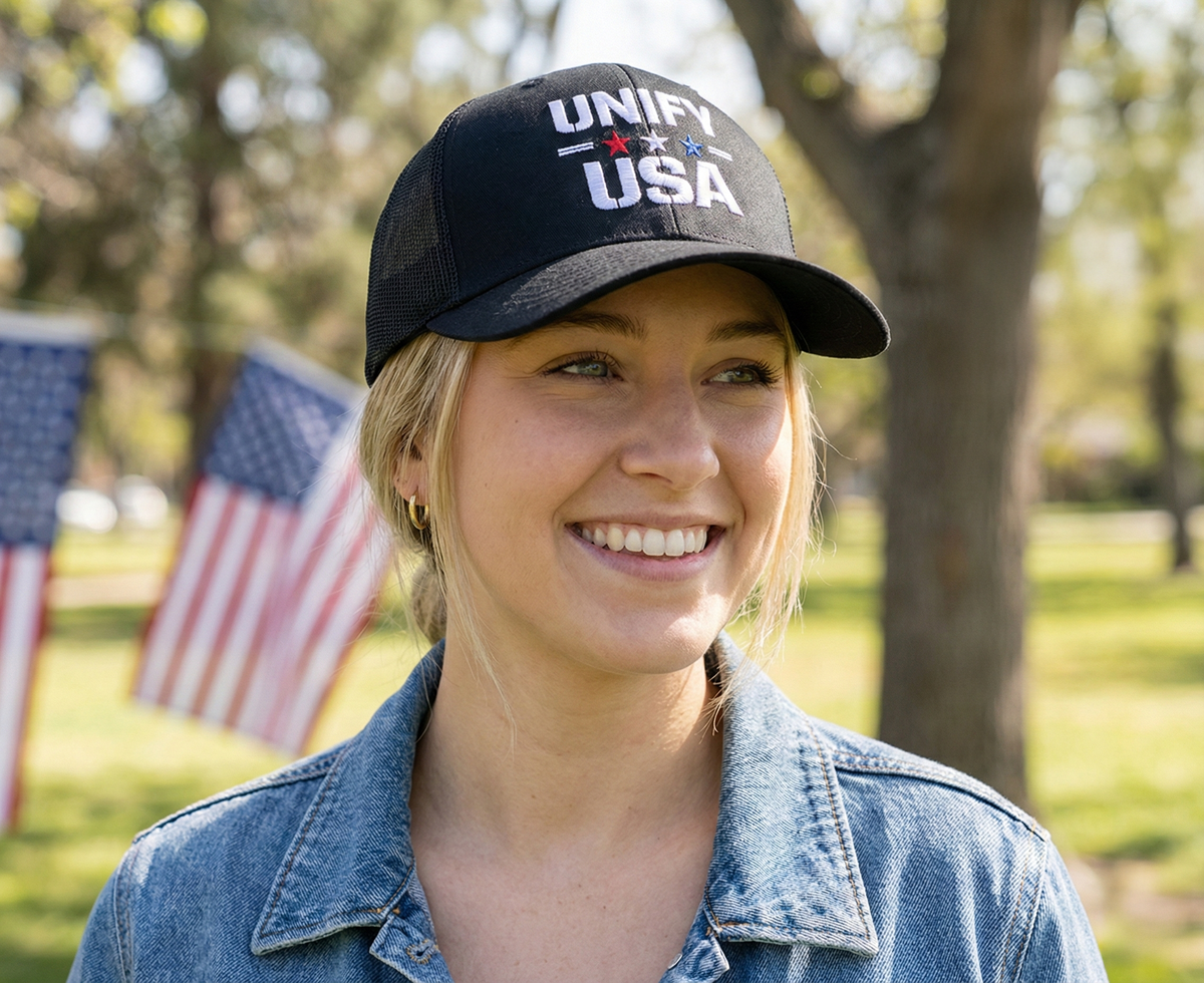 UNIFY USA hat back view - adjustable patriotic baseball cap